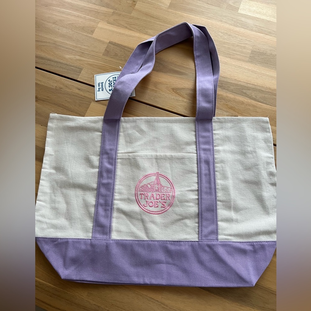NWT Trader Joe's lavender large tote bag